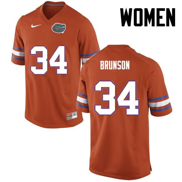 NCAA Florida Gators Lacedrick Brunson Women's #34 Nike Orange Stitched Authentic College Football Jersey AKS8664NX